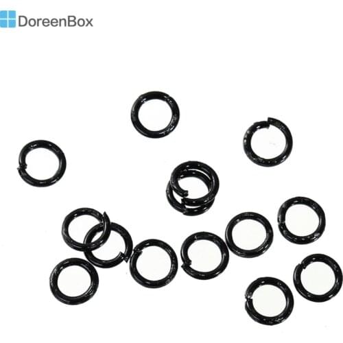 Doreen Box Iron Based Alloy Opened Jump Rings Findings Round Black 4mm( 1/8") Dia, 1000 PCs