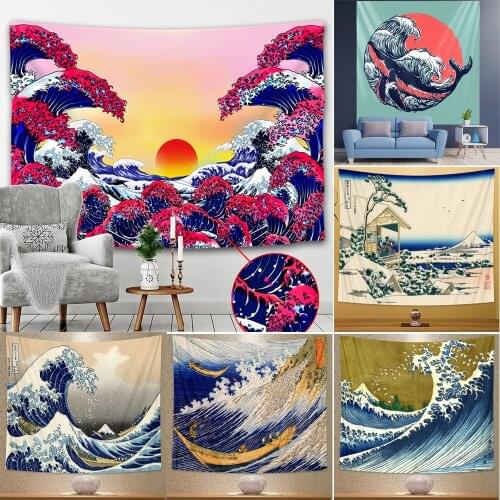 Japanese beach scenery tapestry bedroom home decoration mattress Bohemian decoration wall decoration beach mat