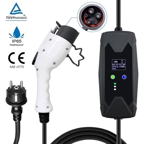 HEISEN Ev Charger 16A 3.5KW Type 1 5m J1772 Level 2 EVSE Portable adjustable control EV Leaf charging station