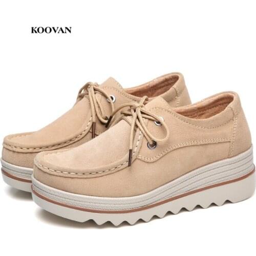 Koovan Women Shoes 2018 New Womens Slope Single Shoes High Heels Mothers Leather Soft Bottom Increased Thick Rocking Shoes