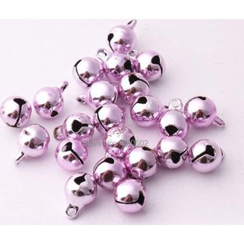 100pcs/lot Shiny Light Purple color Iron Loose Beads small Jingle bell Ornament DIY Christmas Accessories