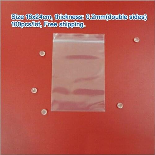 100pcs/lot double sizes 0.2mm Transparent PE Zip Lock jewelry Packaging pouches, 16*24cm clear plastic bags for gift storage