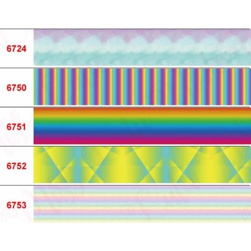 16mm-75mm Gradient Color Series Printed Grosgrain/Foe Ribbon Rainbow Stripes DIY Festival Party Hair Bow 50yards/roll