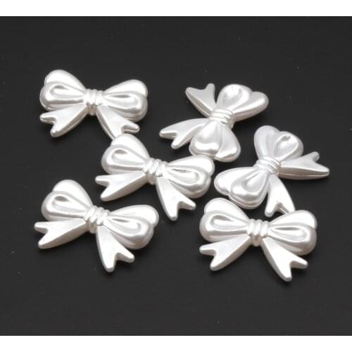 20pcs Ivory White Imitation Pearls Beads Bow Tie Loose Spacer Acrylic Beads For Jewelry Making Charms DIY Bracelet Accessories