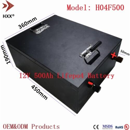 12V 500Ah Lifepo4 Solar Wind Battery 6400W Power Built BMS 300A Discharge Deep Cycle free Maintenance Yacht Boat Use