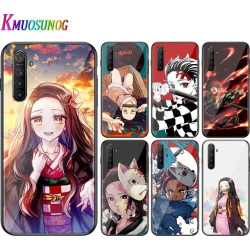 For OPPO A5 A9 2020 F7 Phone Cover Shell Kimetsu no Yaiba for OPPO Reno 2 Z 2Z 2F 3 4 Pro 5G Bright Black Phone Case
