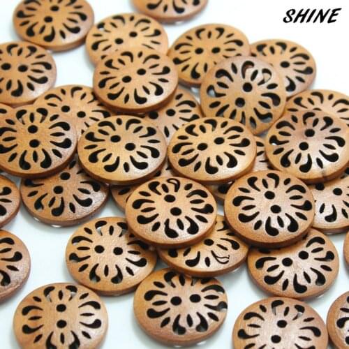 Wooden Sewing Buttons Scrapbooking Round Cream-Coloured Two Holes Hollow 25 Dia. 24 PCs Costura Botones Decorate