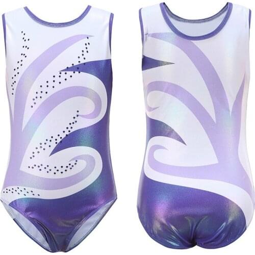 Kids Girls Ballet Gymnastics Jumpsuit Sparkle Patchwork Sleeveless Suit Dance Practice Leotards Bodysuit Sportswear