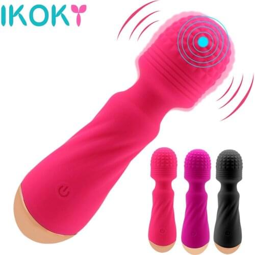 IKOKY Dildo Vibrator Female Masturbation Magic AV Wand Vibrator Sex Toys for Woman G Spot Clitoris Stimulation 12 Frequency