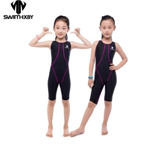 HXBY Kids Professional Swimsuit Girls Racing Swimwear One Piece Athletic Training Swimsuit Children Sports Swimming Suit Girl