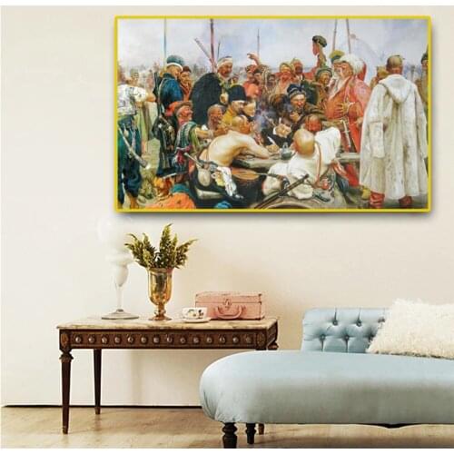 Russian Ilya Repin Oil Painting "Reply Of The Zaporozhian Cossacks To Sultan Mehmed IV"Wall Art Decor home decor