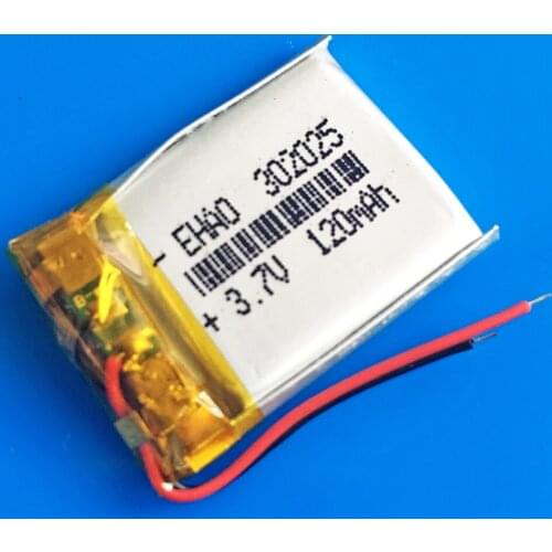 3.7V 120mAh Lithium polymer lipo rechargeable battery 302025 for MP3 GPS bluetooth speaker bluetooth headset headphone camera