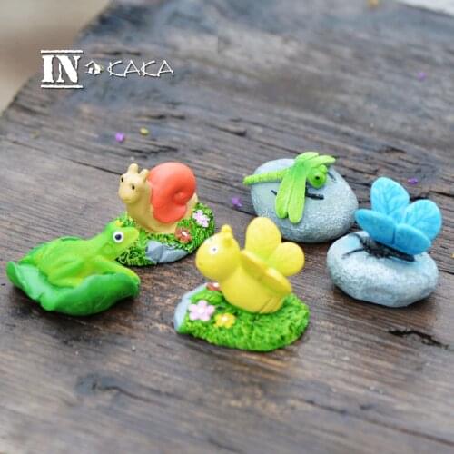 Mini insects Dragonfly Butterflies Frog figures Micro fairy garden miniature decoration figurines terrarium toys DIY accessories