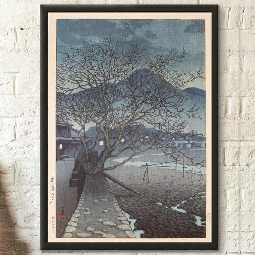 Modular Evening at Beppu Canvas Painting Wall Art Ukiyo-e Kawase Hasui Pictures Home Decor Japanese Snow Night Scenery Poster