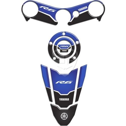 Motorcycle Gas Fuel Oil Tank Pad Plate Fork Protector decoration Sticker Blue Black for Yamaha YZF R6 YZF600 2006 - 2016