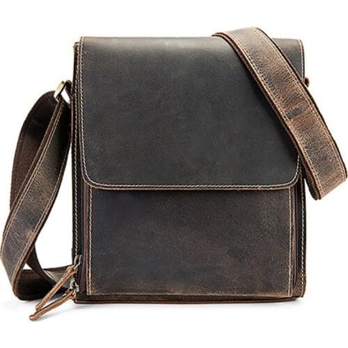 Casual Men Crossbody Bags Genuine Leather Men Shoulder Bags Messenger Bags Crazy Horse Leather Men Bags Wholesale Free Shipping