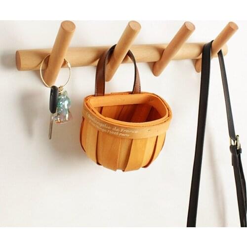 Japanese Style Beech Wooden Hook Wall Clothes Hanger Key Holder Storage Rack Home Organizer Kithcen Bathroom Accessories For Bag