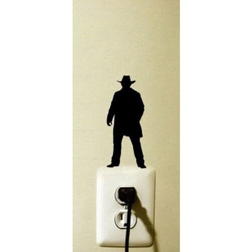 New 3d Cowboy Wall Decal Cowboy Silhouette light switch Wall Decal for bedroom home decoration Vinyl light switch Decor Z941