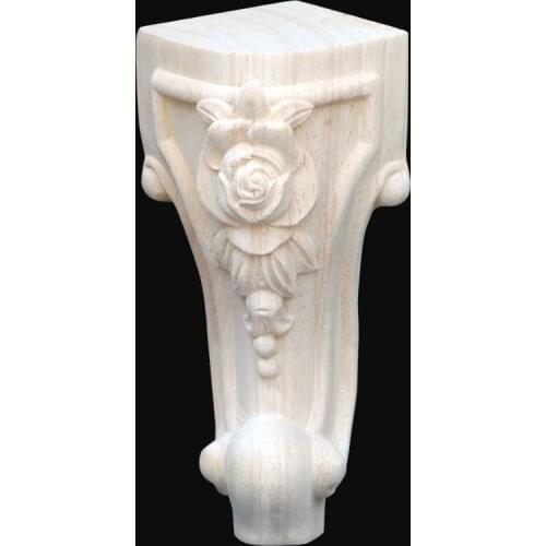 European Style Furniture Legs Natural Solid Wood Carved Retro Seat Foot Legs for Home TV / Bathroom Cabinet Decor Accessories