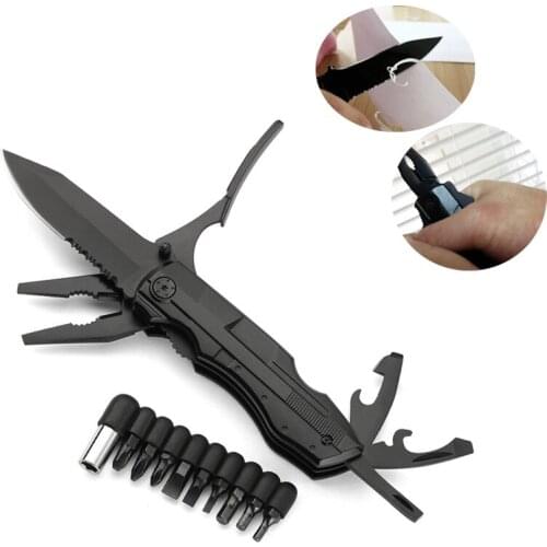 Stainless steel outdoor EDC multi-tool pliers, camping convenient folding pliers. Survival tactical tool,send 9 in 1 accessories