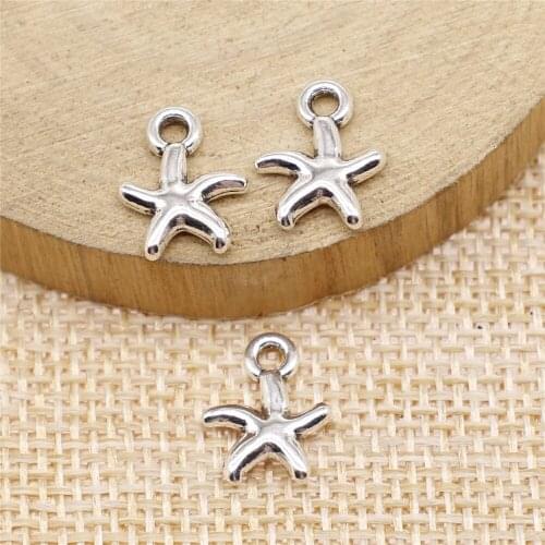 Charms for Jewelry Making Findings Handmade DIY Craft 40pcs Antique Silver Color 12x10mm Starfish Charms Pendant