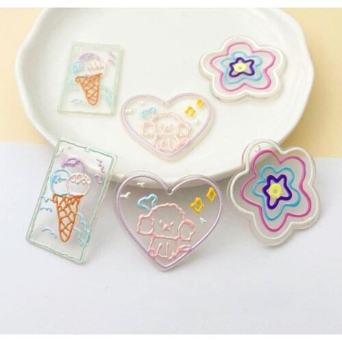 DIY translucent small fresh acrylic sheet, homemade earring material, cute ice cream puppy flower pendant