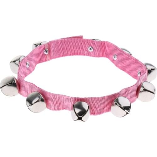 Portable Waist Hand Bell 10-Jingle Bells Pink Strap Band Accompaniment