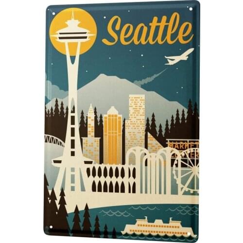 SINCE 2004 Tin Sign Metal Plate Decorative Sign Home Decor Plaques City Seattle