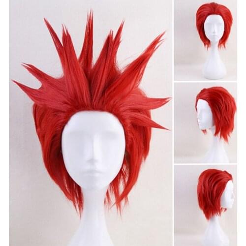 Anime My Boku no Hero Academia Eijirou Kirishima Eijiro Short Red Heat Resistant Synthetic Cosplay Costume Wig + wig Cap