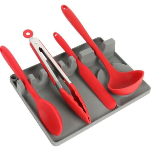 Silicone Spoon Rest 2 in 1 Larger Size Kitchen Spoon Holder for Stove Top Rack Upgraded Utensil Rest with Drip Pad