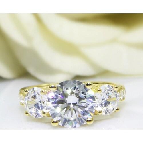 Solitaire 2 Carat Moissanite Ring Test Positive Brilliant Cut Lab Grown Diamond Solid 14K Yellow Gold Engagement Rings For Women