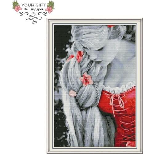 Your Gift RA208 14CT 11CT Counted and Stamped Home Decor Long Hair Princess Needlework Embroidery DIY Cross Stitch kits