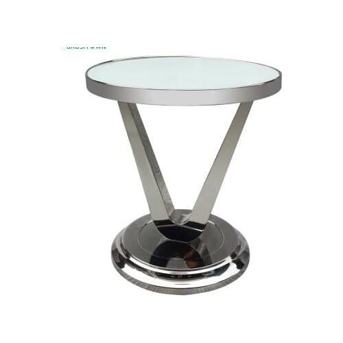 Wrought iron tempered glass round edge. Mobile small sitting room sofa tea table. Stainless steel Angle of a few
