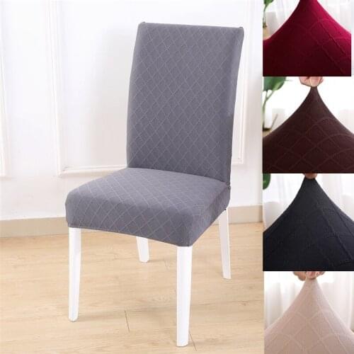 Jacquard Rhombus Solid Dining Chair Cover Spandex Elastic Chair Slipcover Case Stretch Chair Covers Hotel Banquet Seat Protecter