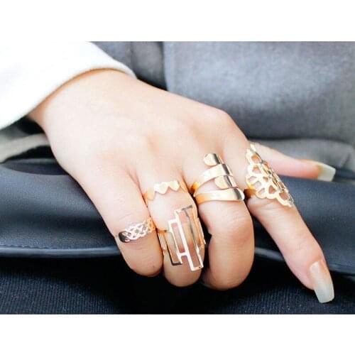 Design Vintage Punk Midi Rings Set Antique Gold Color Boho Female Charms Jewelry Knuckle Ring For Women Fashion Party