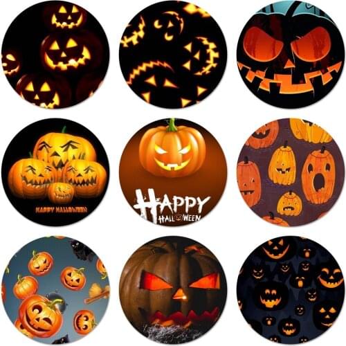 Halloween Scary Pumpkin Icons Pins Badge Decoration Brooches Metal Badges For Clothes Backpack Decoration 58mm
