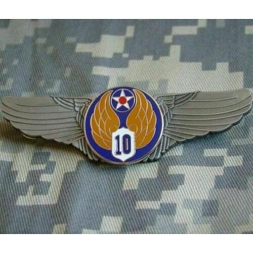 WW2 US USA USAF 10th Air Force Military Pilot Wing Badge PIN