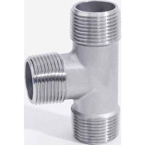 1/4" 3/8" 1/2" 3/4" 1" BSP Male Thread Tee Type Three Way 304 Stainless Steel Pipe Fitting Connector Adapter Coupler