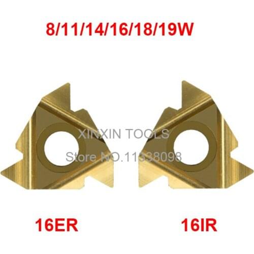10PCS 16ER 16IR 8/11/14/16/18/19 W, tungsten carbide turning threading insert Whitworth 55 degree yellow coating