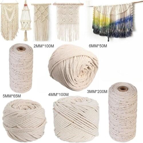 2-6mm Long Beige Cotton Twisted Cord Rope Beige Macrame Artisan String Rope Handmade Decorative Rope Wholesale