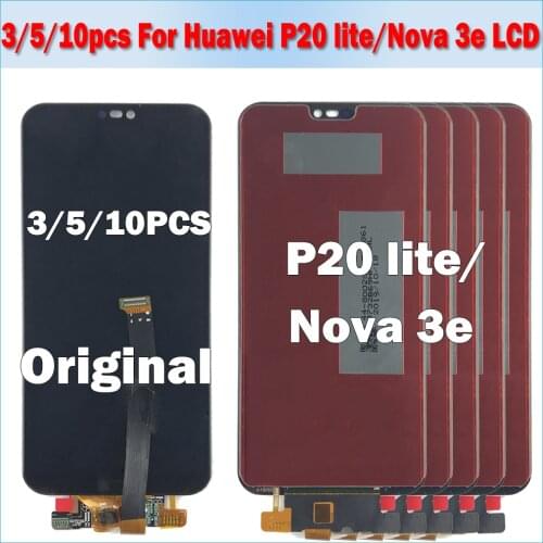 3/5/10pcs Original LCD For Huawei P20 Lite / Nova 3e LCD ANE-LX1 ANE-LX3 Display Touch Screen Digitizer Assembly Replacement