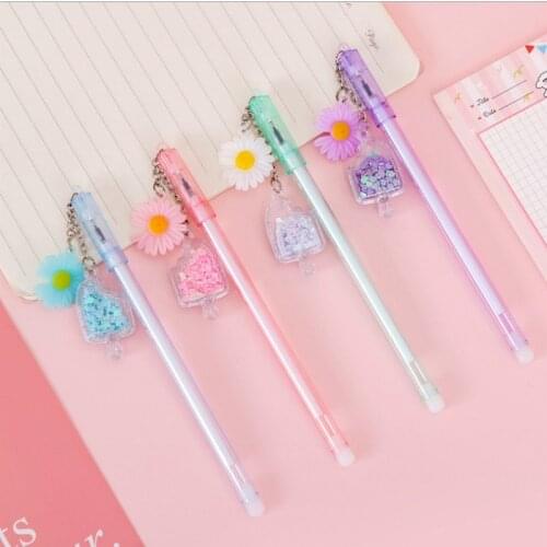 30pieces wholesale 0.5mm Daisy pendant neutral gel black ink pen Flower Pendant School Writing Office Supplies Stationery write
