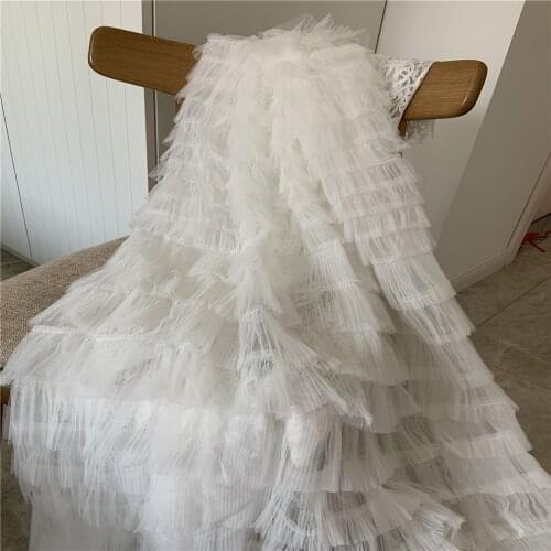 5 yards Ruffled Tulle Trim Pleated Mesh Lace Trim Tutu Dress Fabric DIY Doll Dress Fabric