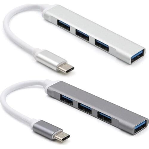Hub USB Type C to 4 Ports USB 3.0 Hub Adapter Slim Data USB Hub Compatible for MacBook MacBook Pro and Type-C Laptops