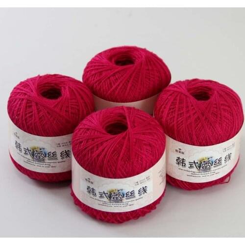Free Shipping 4Balls X50g New Soft Hand Knitting High quality soft 100% Cotton Crocheted Yarn 16117-4 Rose Red