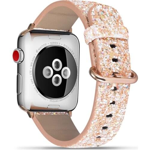 Shiny Leather for Apple WatchBands 38mm 40mm 42mm 44mm for iWatch SE Womens Strap Classic Wristband Series 6 5 4 3 2 1