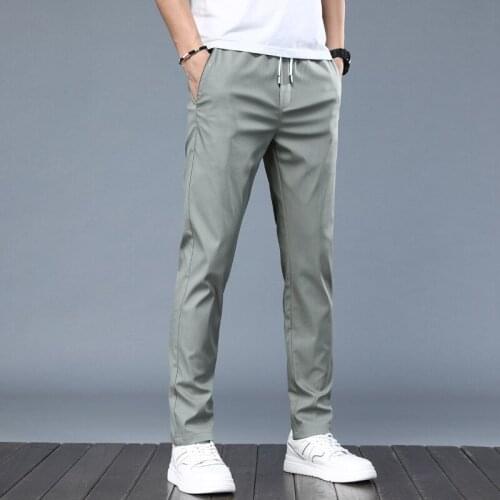 2021 Summer New Mens Casual Pants Classic Style Business Fashion Stretch Cotton Modal Pure Color Trousers Male Brand Clothes