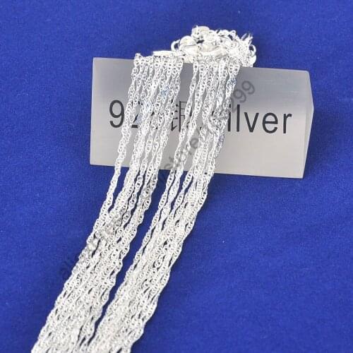 Fast 10Pcs Lot 16"-30" 925 Pure Solid Sterling Silver Jewelry Water Wave Singapore Necklace Chain With Lobster Clasps
