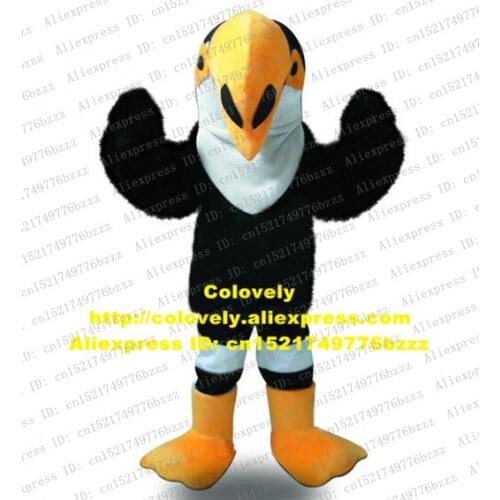 Black White Toco Toucan Barbet Hornbill Cormorant Pelican Bird Mascot Costume With Big Yellow Sharp Mouth Thin Arms No.8135