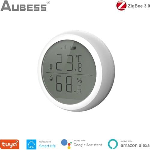 Tuya ZigBee Temperature And Humidity Sensor Smart Home Hygrometer Thermometer With LED Screen Works With Alexa Google Assistant